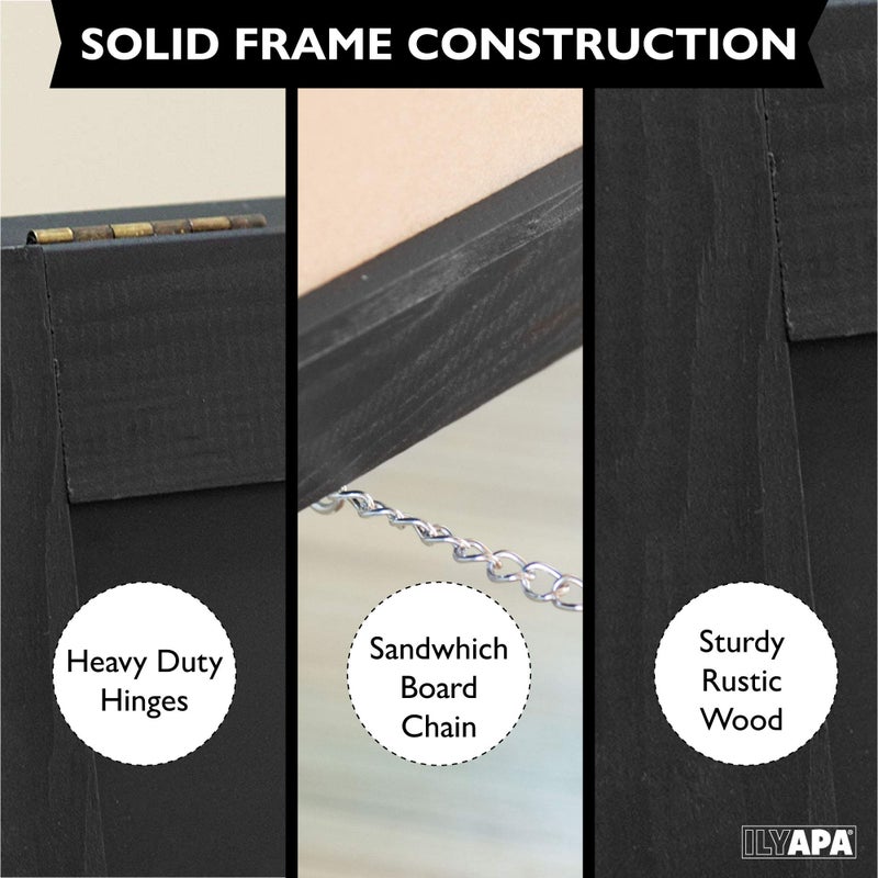Ilyapa Wooden A-Frame Sign with Eraser & Chalk - 21 x 30 Inches Magnetic Sidewalk Chalkboard â€“ Black Menu Display for Restaurant, Business or Wedding - Image 4